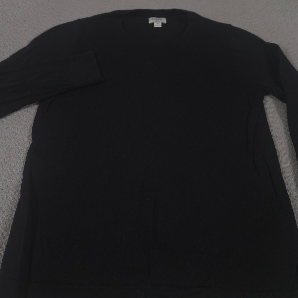 J.Crew Sweater Womens Medium Black Cotton Teddie Solid Knit Long Sleeve Pullover